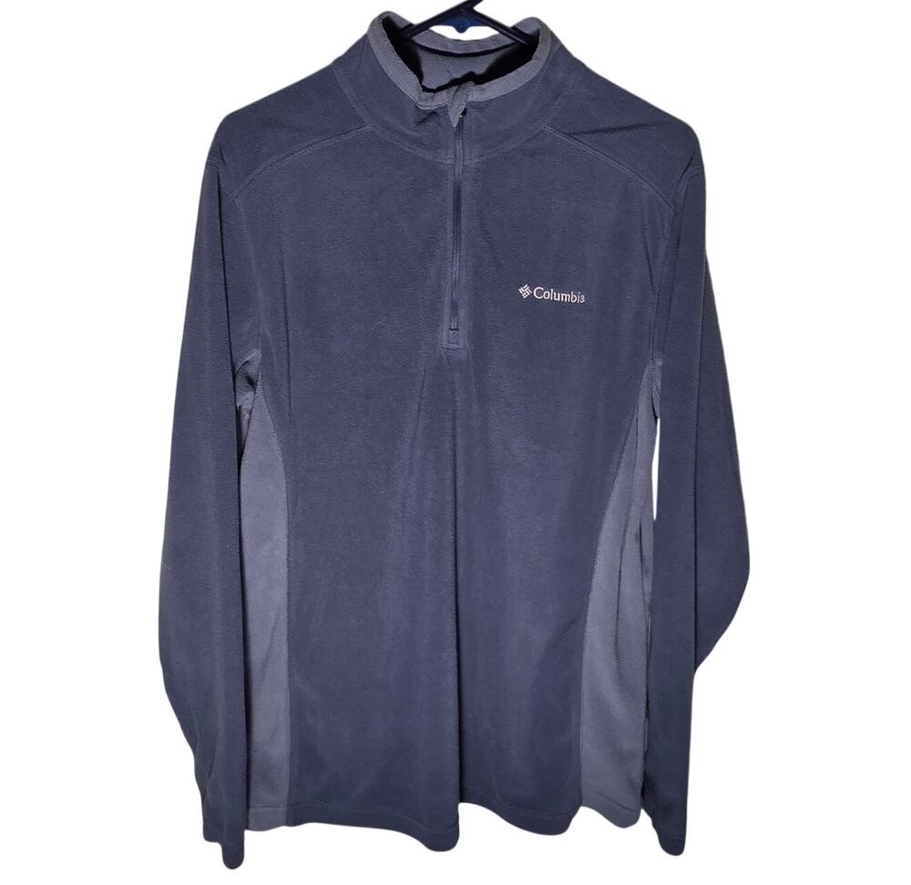 Columbia Quarter Zip Sweatshirt - Navy Blue & Gray (Medium)